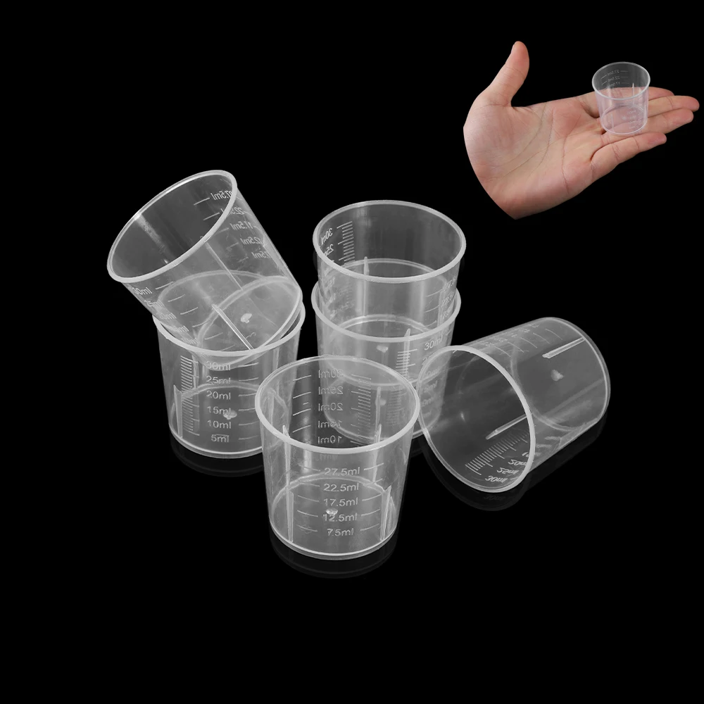 

20pcs 30ml Transparent Plastic Measuring Cups Disposable Liquid Pot Container For Epoxy Resin Silicone Mold DIY Jewelry Making