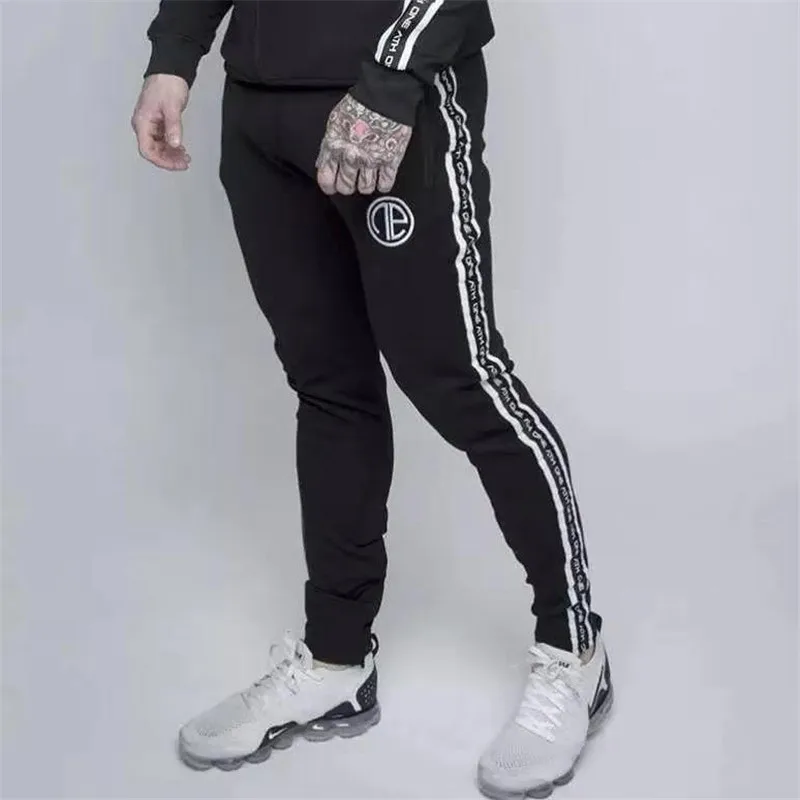 

Free Shipping Bodybuilding Hoodies+pants Set men Sports Suits zipper Tights Clothes Gym Fitness Running Set Men Tracksuits 3XL