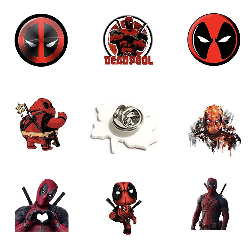 

Disney Superhero-Deadpool Acrylic Lapel Pins Epoxy Resin Badges Brooches for Boys Men Creative Design Accessories Jewelry XDS683