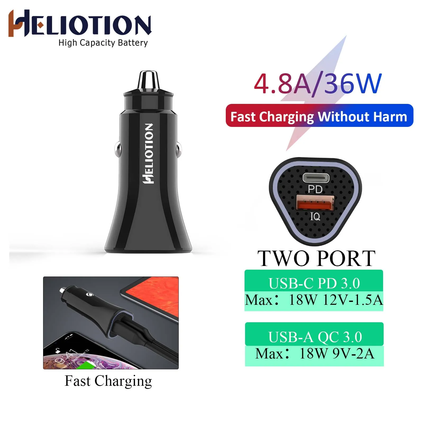 

4.8A USB для мобильного телефона зарядное устройство для автомобиля с двумя портами для Xiaomi Samsung мобильный телефон автомобильное зарядное устр...