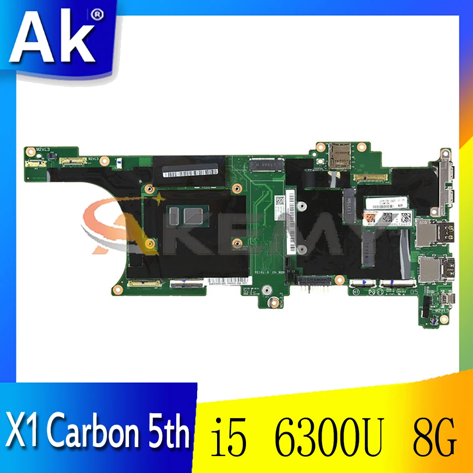 

For Lenovo X1 Carbon 5th Gen laptop motherboard NM-B141 W/ i5 6300U 8G-RAM tested OK FRU 01LV446 01HY004 01LV450 Mainboard