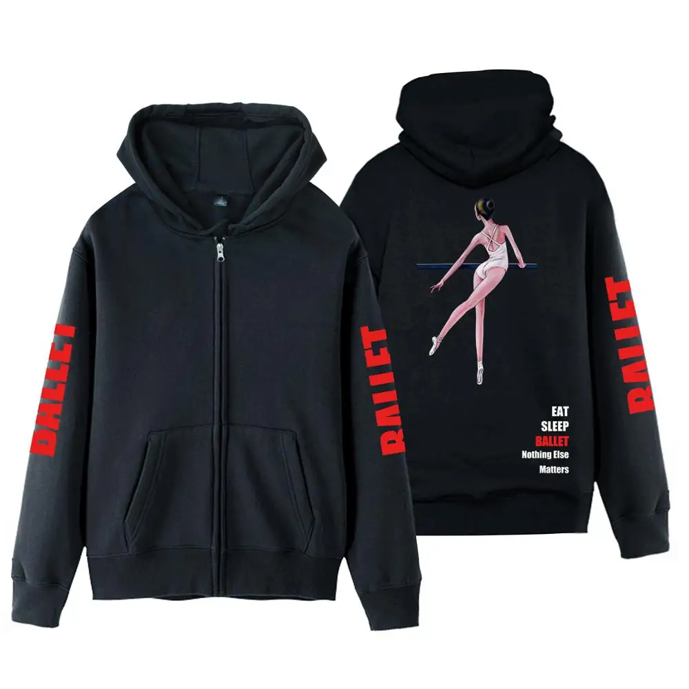 

Elegant Dancer Daily Training Life Eat Sleep Ballet Man Boy Coat Full Zip Hoodie Fleece Hooded Jacket Autumn Winter ZIIART
