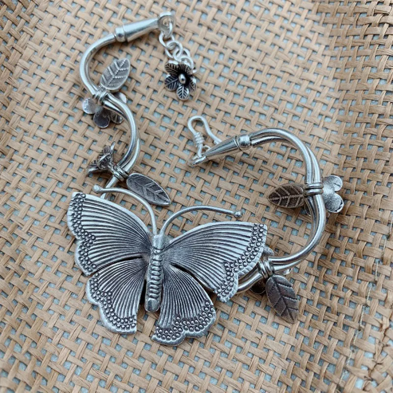 Многослойный браслет с подвеской в виде цветов из тайского серебра 925 пробы