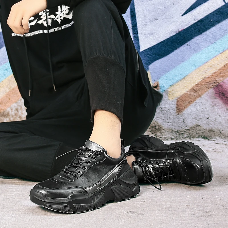 Lace Up Fashion Male Shoes Band New Men Genuine Leather Casual Leisure Height Increased Comfortable 2019 | Обувь