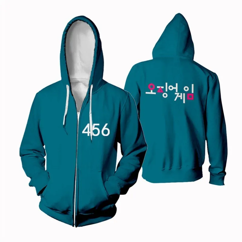 

Squid Game 456 Hoodie Kids Costume Squidgame Sweatshirt Autumn Casual Clothes Kids Zipper Sweatshirt Boys Hooded Jackets