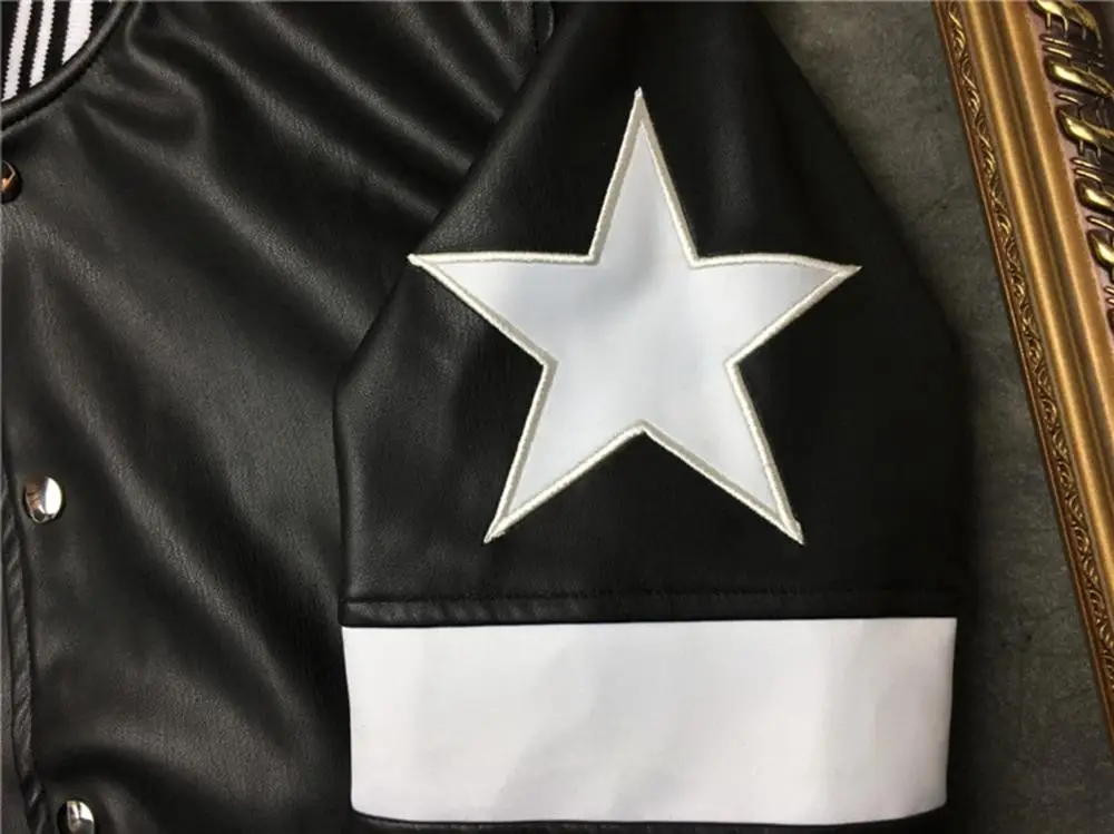 Куртка мужская из искусственной кожи Бомбер бейсбольная байкерская куртка