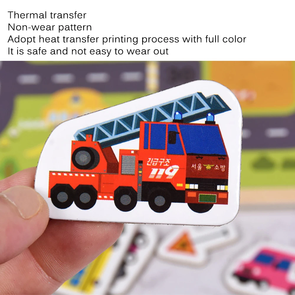 

Wooden Magnetic Jigsaw Puzzle Animal And Traffic Vehicle Game Children Multifunction Puzzle Early Educational Learning Toy