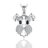 ly 925 sterling silver free shipping synthetic black crystal christmas gift cute dog animal necklace of women fine jewelry