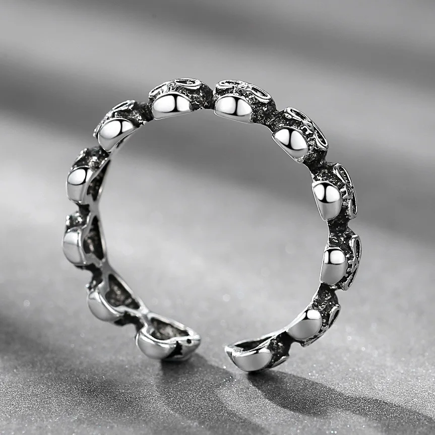 Модное регулируемое кольцо в стиле ретро с изображением марказита и скелета