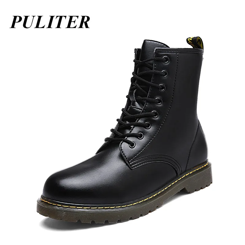 Зимние ботинки в военном стиле мужская повседневная обувь кожаные