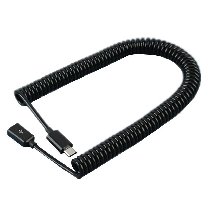 10 футов 3 м Спиральный Micro USB B штекер-гнездо M/F УДЛИНИТЕЛЬ зарядный спиральный