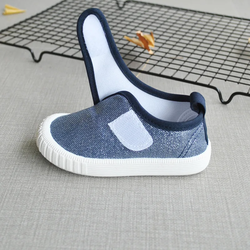 

2021 Spring Children Casual Shoes Korean Baby Toddler Metal Wire Canvas Boys Girls Breathable Shoes Soft Non-Slip Kids Sneakers