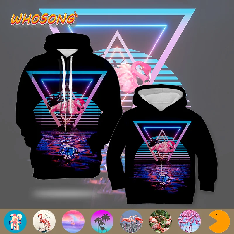 Худи WHOSONG с 3d изображением животных красивых птиц фламинго для женщин и девочек
