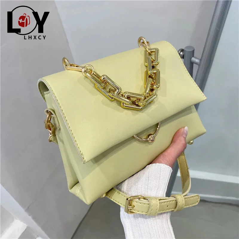 

LHXCY High Capacity Chain Pu Leather Clamshell Crossbody Bags Fashion All-match Travel Designer Bag Casual Luxury Bags For Women