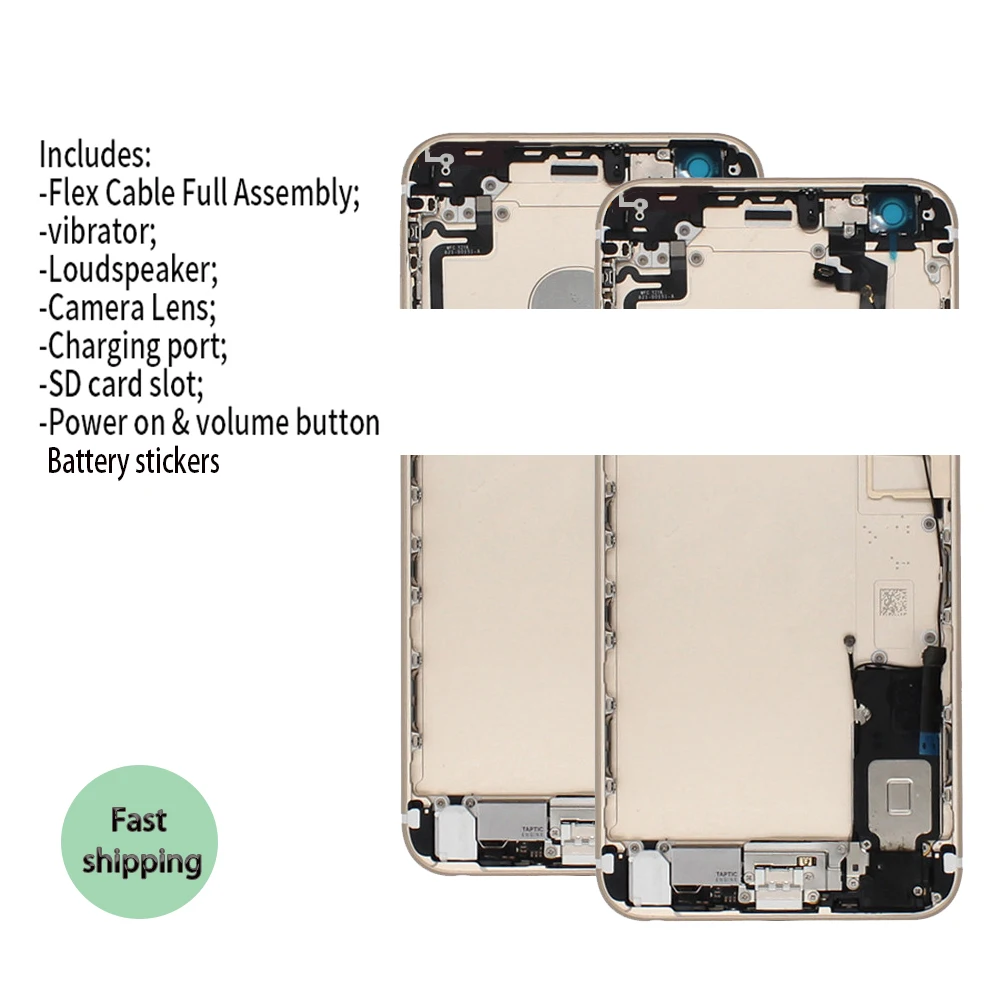 Задний Полный Корпус для IPhone 6G 6 6S plus 6SP 6P батарея задняя дверца-крышка средняя рамка Шасси+ гибкий кабель в сборе