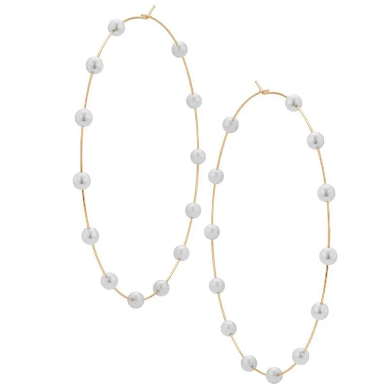 

Personality Creative Alloy Pearl Circle Hoop Earrings for Women 2021
