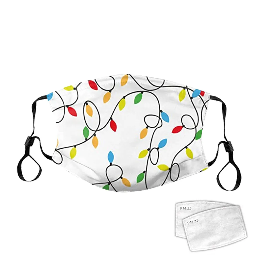 

Adult Christmas Face Mask Cartoon Santa Claus Print Outdoor Dustproof Foggy Washable Reusable Adjustable Earloop Mask Masque