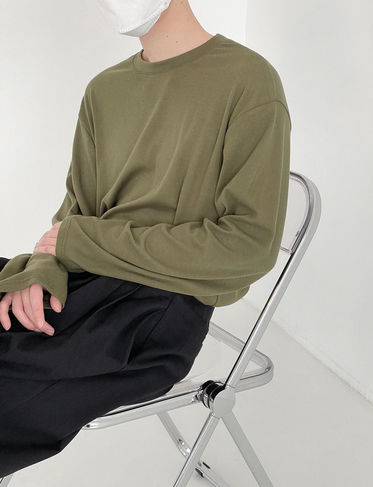 

Spring and autumn long-sleeved T-shirt men's loose ins solid color bottoming shirt wild Korean style trendy cotton top