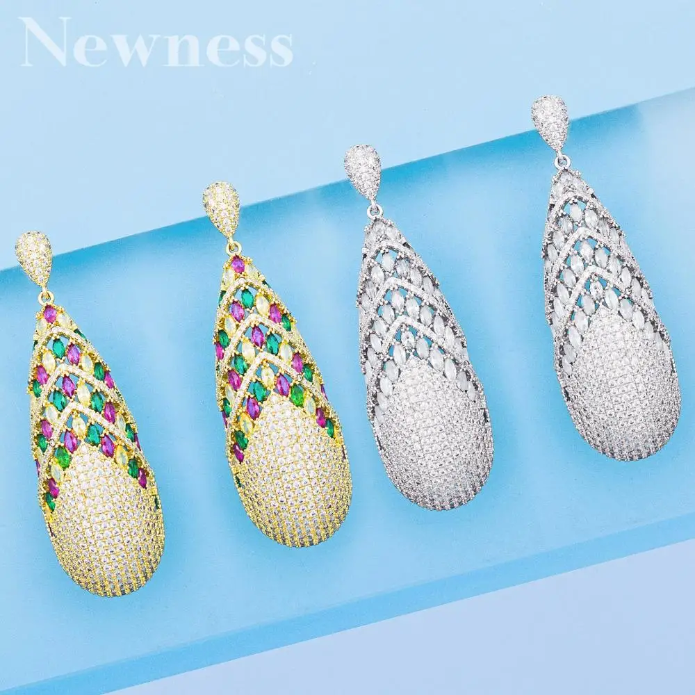 

Newness Luxury Waterdrop Trendy Multi Cubic Zirconia Naija Wedding Party Earring Fashion Jewelry for Women