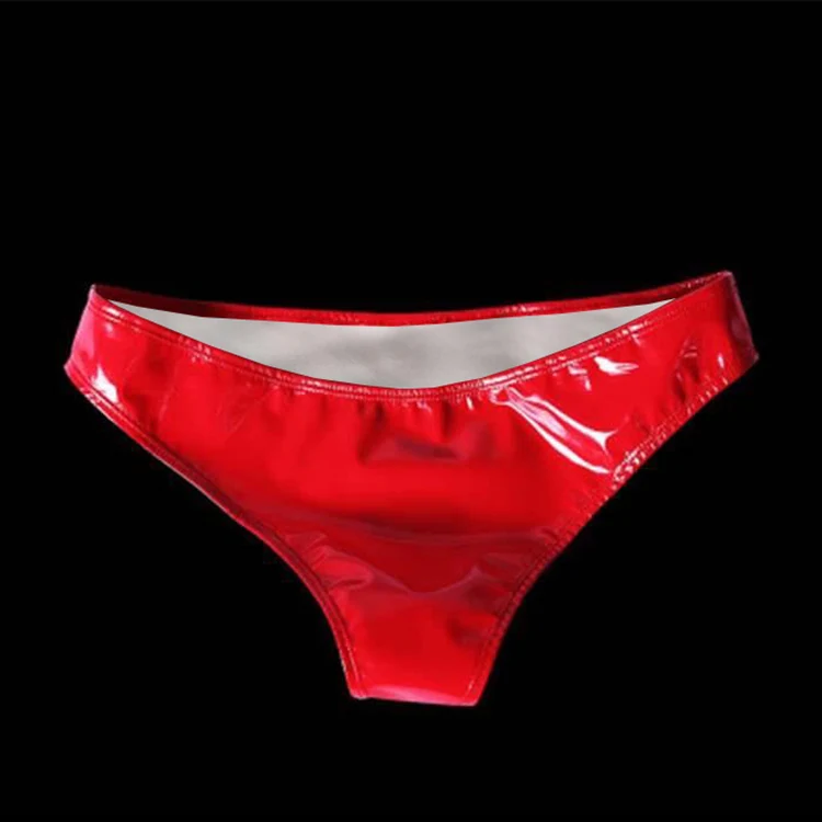 

Sexy Shining Low Waist PU Solid Female Panty Hot Sale Underwear For Women