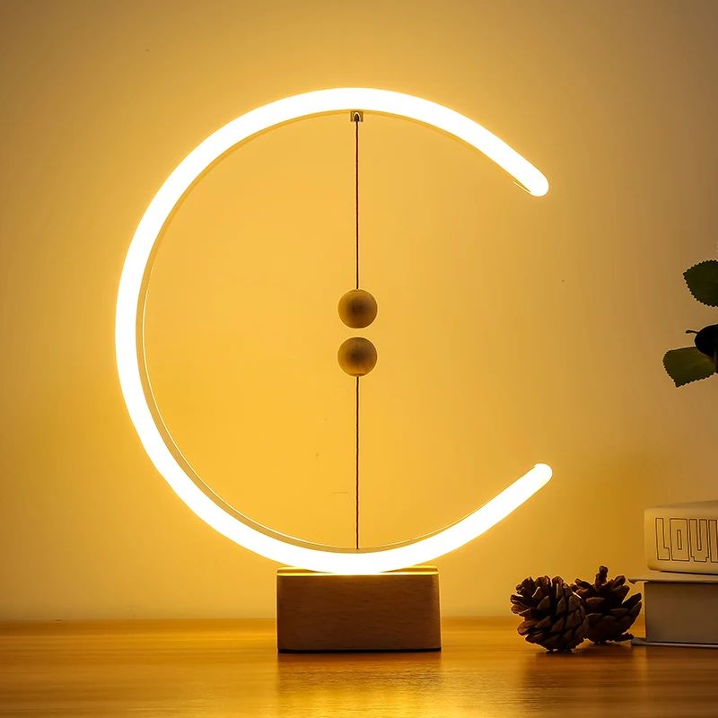 Прямая поставка, Светодиодный настольный светильник с-образной формы, Heng Balance Lamp, светодиодный, средний, воздушный, магнитный переключатель, лампа, USB, умное украшение жизни для спальни - Цвет абажура: C2