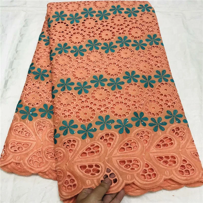 

Latest African Net Lace Fabric 100% Cotton Punch Embroidery High Quality Swiss voile Lace Fabrics For Dress