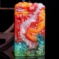 natural color jade dragon pendant necklace hand carved jadeite chinese charm jewelry accessories amulet fashion men women gifts
