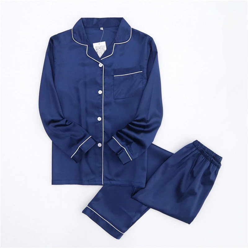 Пижама для пар шелковая пижама женщин и мужчин на весну лето с длинным рукавом