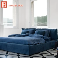 italy design villa luxury nubuck leather modern bedroom furniture king queen bed frame