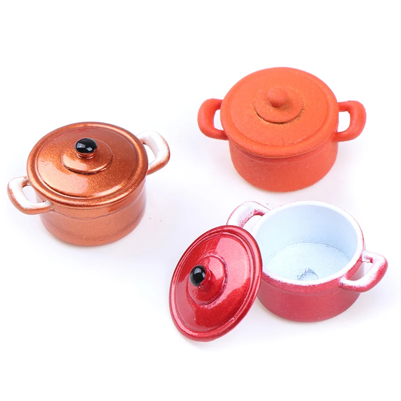 

Hot Miniature Pan Alloy Doll house Kitchen Accessories Doll House Miniatures 1:12 Accessories Mini Kitchenware Miniature Pot