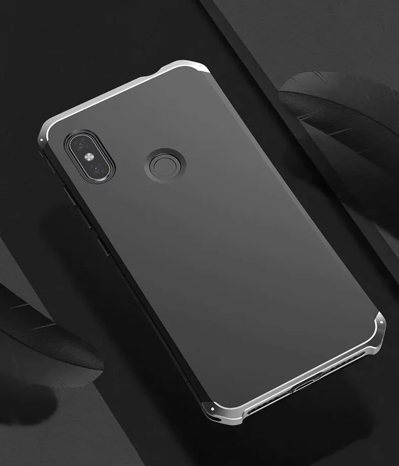 Роскошный бронированный чехол для Xiaomi Redmi Note 7 Pro Чехол Note6 Алюминиевый металлический бампер жесткий ТПУ задняя крышка для Xiaomi 8 SE чехол - Цвет: black silver