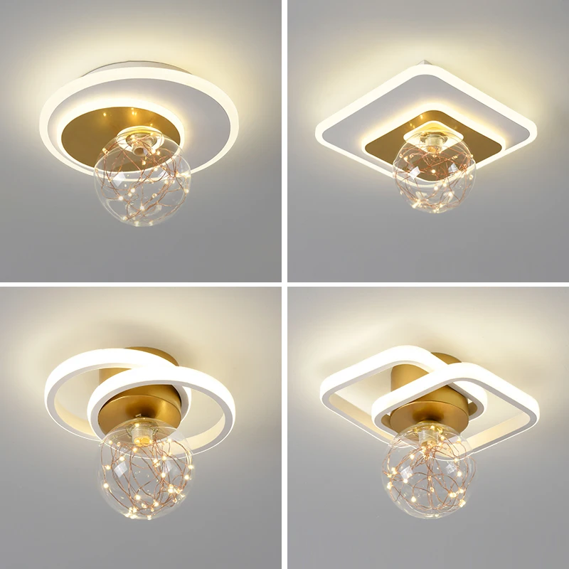 $35.72 Modern Creative Gypsophila LED Ceiling Lights Aisle Lighting Round String Light Acrylic Porch Atmospheric Corridor Hallway Lamp