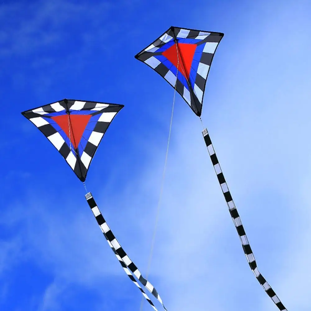 

New Weifang Diamond-shaped Cartoon Color Plaid Cloth Kite Adult Large-scale Long-tailed Kite Line Width 80 High 90 Tail 300cm