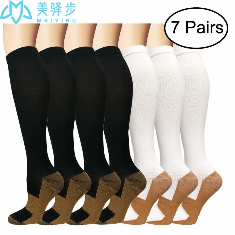 4/6/7/8 Pairs Compression Socks15-20 Mmhg Is BEST Graduated Athletic Medical for Men Women Nurse Running Flight Travels