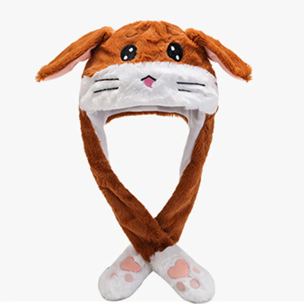 

Fashion Cute Bunny Plush Hat Funny Playtoy Ear Up Down Rabbit Gift Toy for Kids Girls Girlfriend czapka zimowa QE