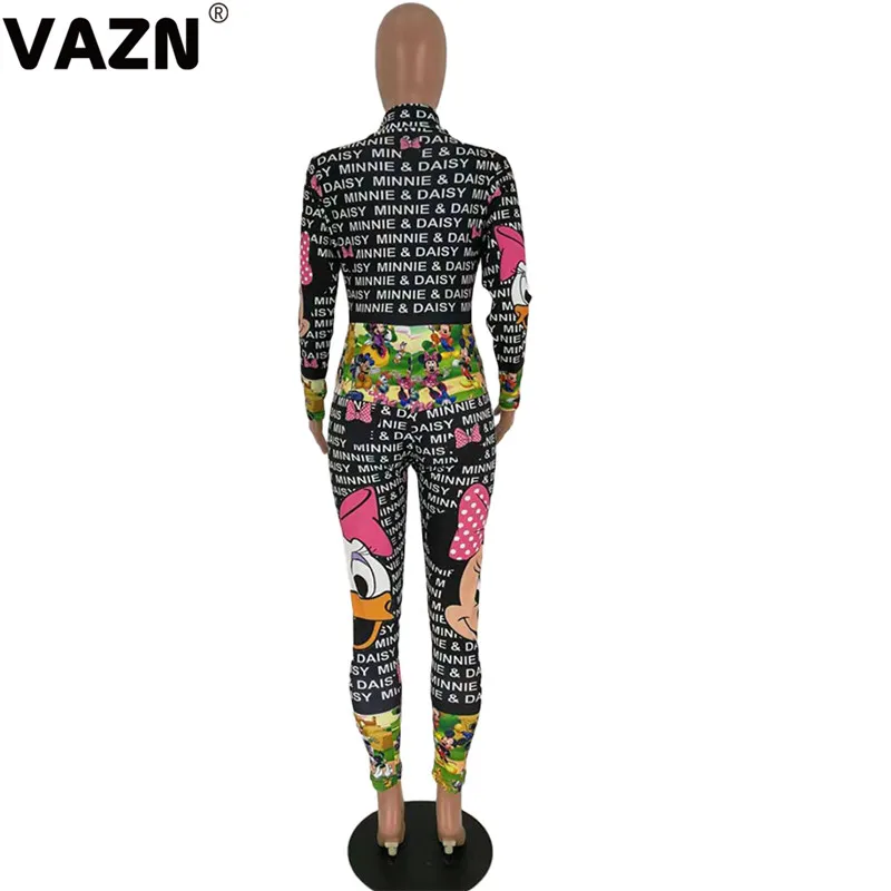 VAZN HM6162 велосипед модный дизайн письмо Pant2019 сексуальный женский комбинезон с принтом О-образным вырезом с длинным рукавом облегающий спортивный костюм длинный комбинезон