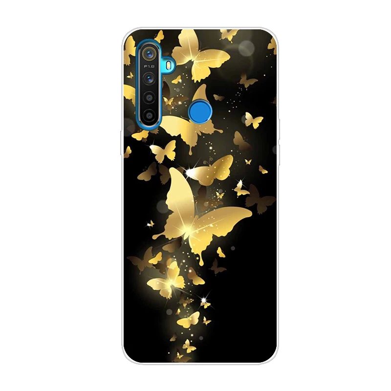 Тёмно-синий Силиконовый чехол для OPPO Realme 5 чехол милый Тигр мягкий ТПУ чехол для OPPO Realme Q задний Чехол Realme 5 Pro чехол для телефона s Capa - Цвет: Тёмно-синий
