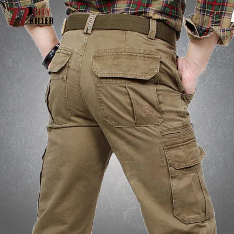 

Tactical Cargo Pants Men Multiple Pockets Cotton Military Style Combat Trousers Male Casual Baggy Straight Joggers Mens Trousers