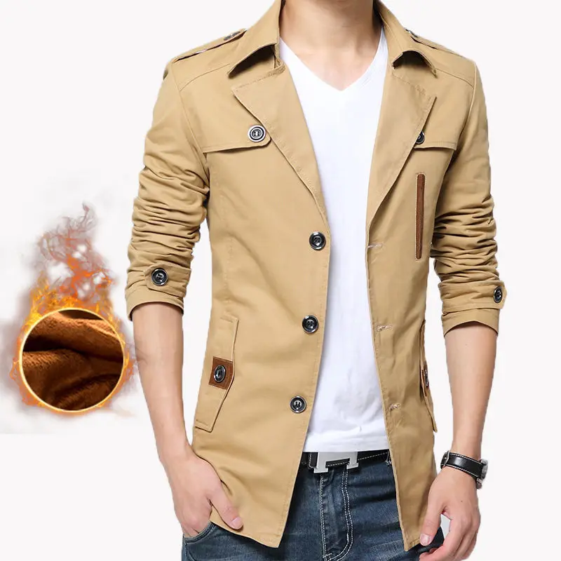 

Spring men's water washed cotton jacket medium length windbreaker coat coat coat young men's casual wear
