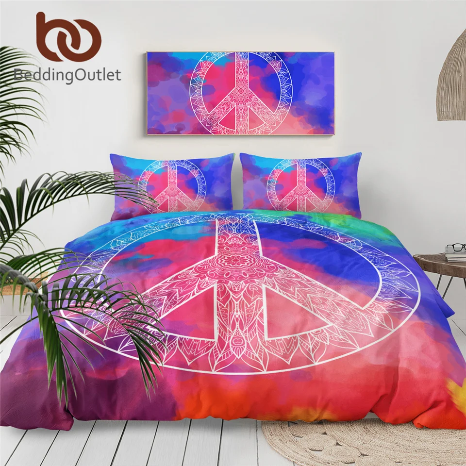 Набор постельного белья BeddingOutlet в стиле хиппи цветное одеяло с цветами и мандалой