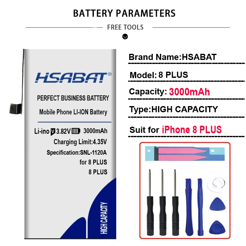 for iphone 8 plus HSABAT новая настоящая Ёмкость аккумулятор нулевого цикла для iphone 5, 7, 8, 5S 5C 6 6S(для iphone 6 6S 7 8 Plus) из искусственной кожи для iphone 3GS 4 4S SE - Цвет: for iphone 8 plus
