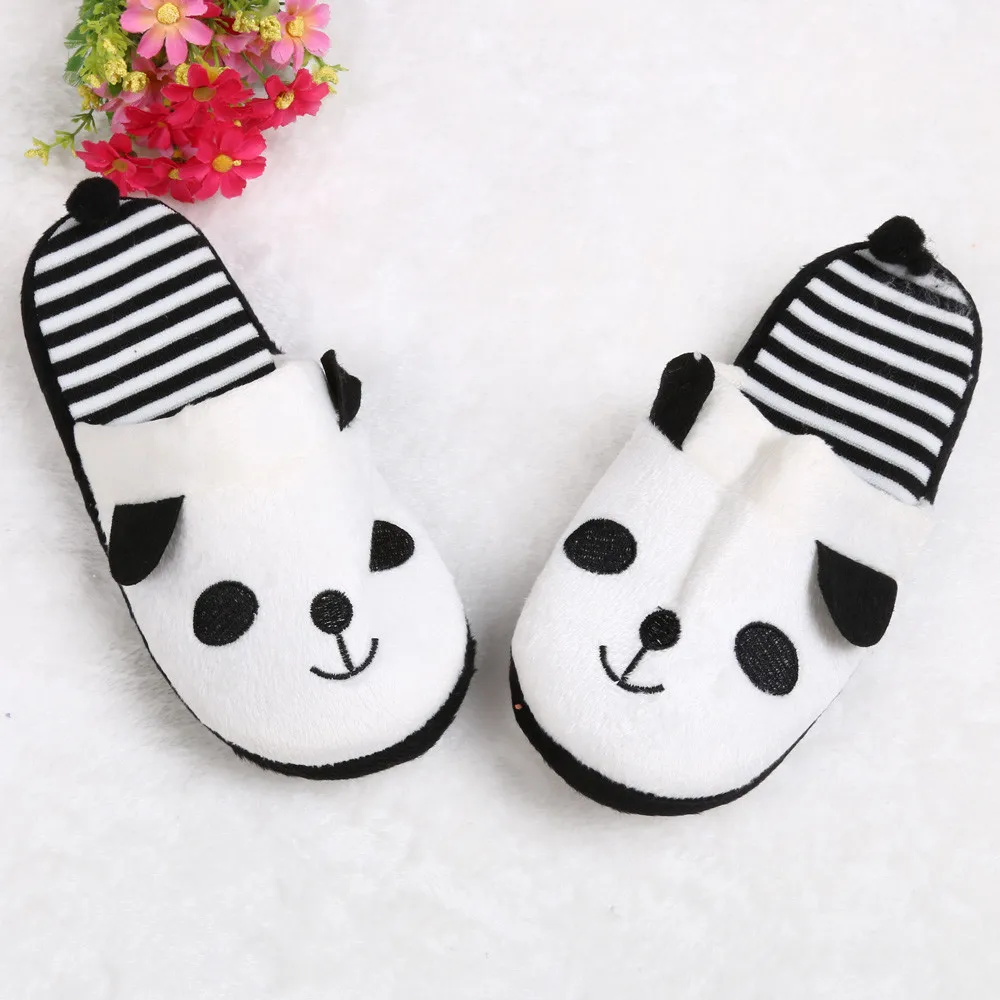 

Slippers cute cartoon panda home floor soft stripe slippers women's shoes 36-40
