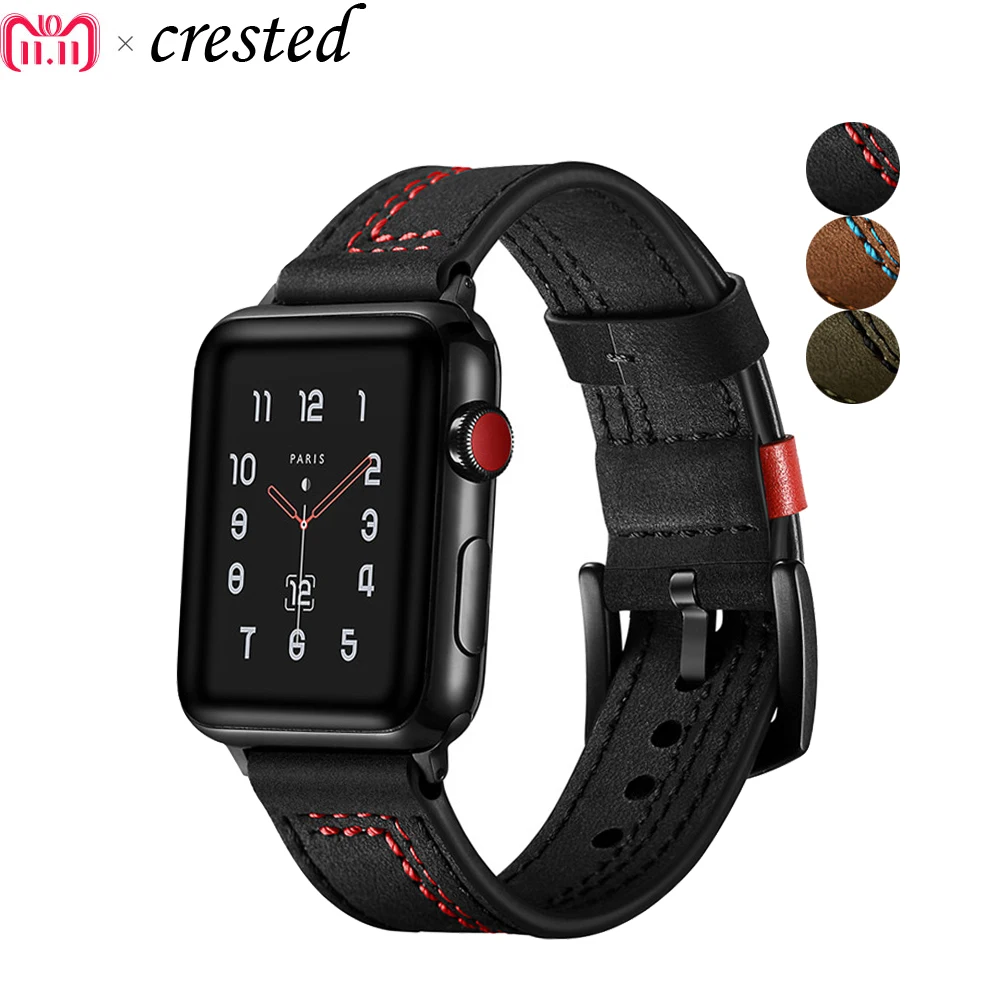 

Leather strap for apple watch band 42mm 38mm 44mm 40mm 41mm 45mm Genuine Leather watchband belt bracelet iwatch serie 3 4 6 se 7