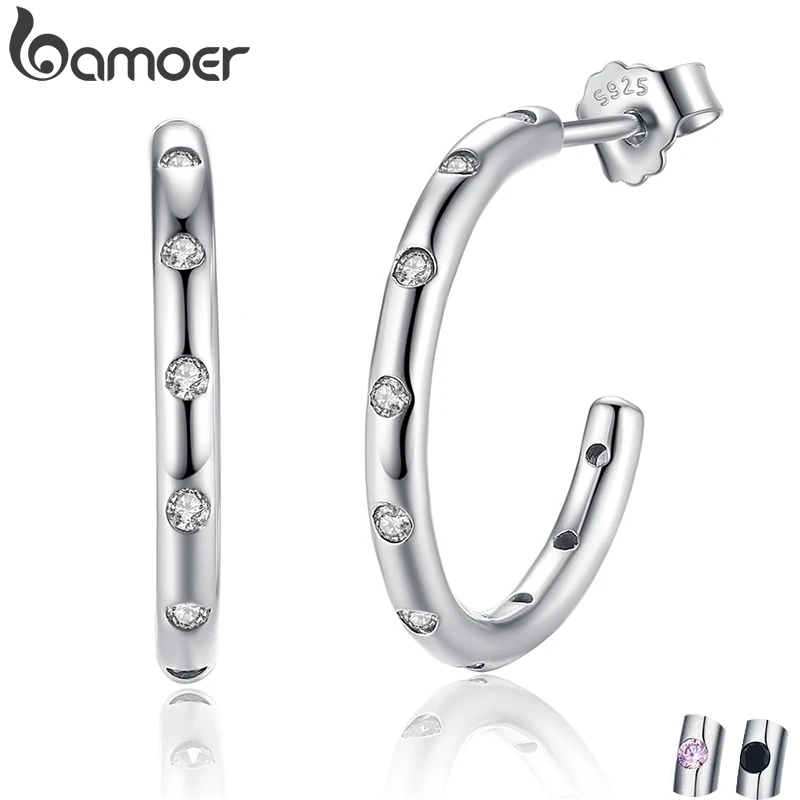 BAMOER, Настоящее серебро 925 пробы, стекируемые капельки, серьги-гвоздики с прозрачными фианитами, Стерлинговое серебро, ювелирные изделия Brincos SCE041