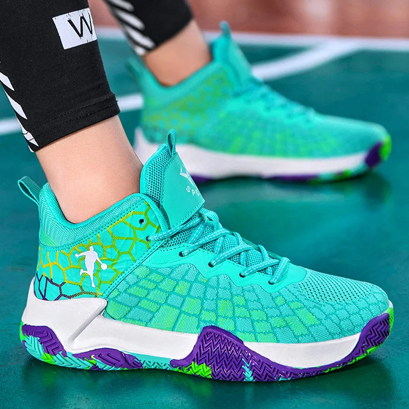 

Men Basketball Shoes High-top Training Boots Women 2021 New Basketball Sneakers Unisex Outdoor Breathable Shockproof Sport Shoes