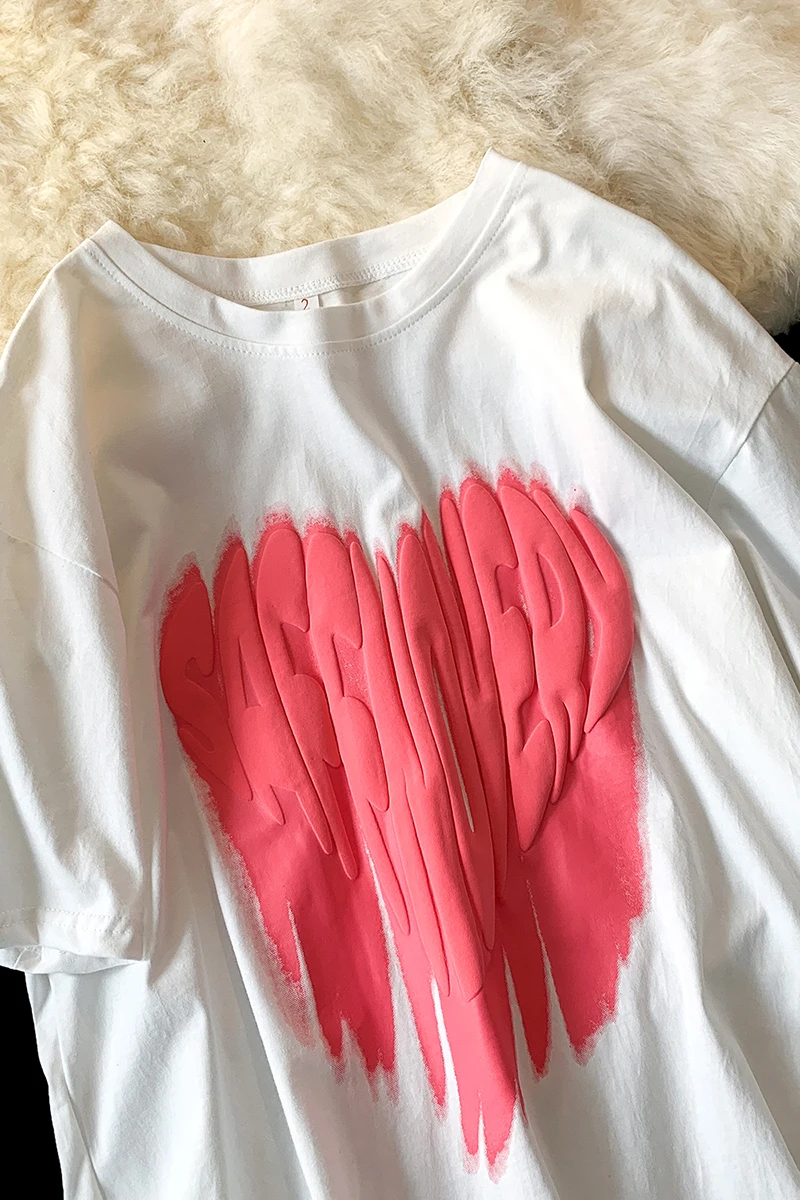 

Love short sleeve women's new American street couple top in summer 2021