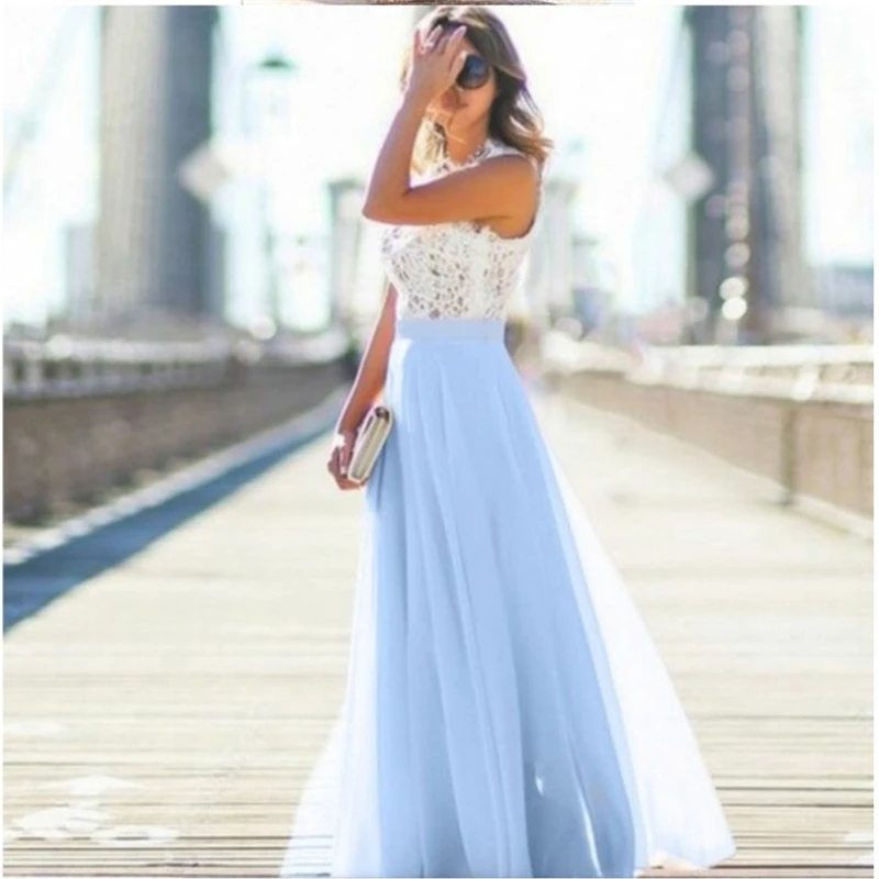 Летнее платье Для женщин 2019 сладкий Стиль Пляжное Винтаж шифоновое Сплошное