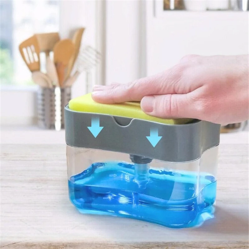 2 в 1 пенного мыла дозатор с держателем губки мыло ручной насос Пресс для жидкого