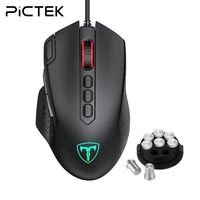 PICTEK PC257 Gaming Mouse Wired 12000 DPI Ergonomic Mouse USB With RGB Backlit Programmable Buttons For Computer Gamer Mice