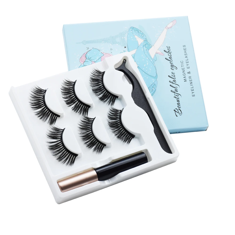 

Makeup Magnetic Eyelash Magnetic Liquid Eyeliner Magnetic False Eyelashes Tweezer Set Waterproof Long Lasting Eyelash Extension